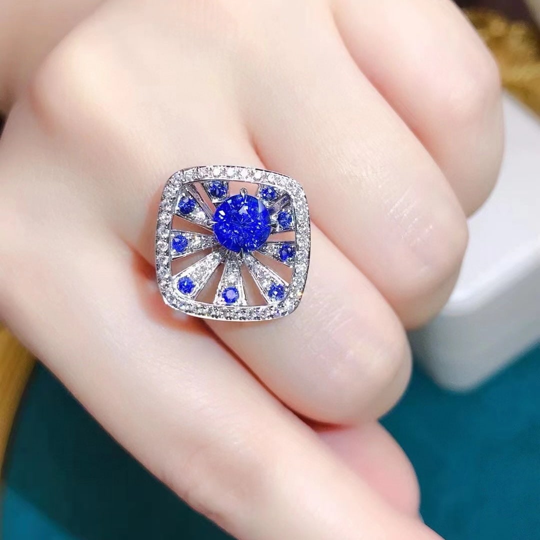 14k Gold 2.14 Ctw Natural Sapphire & Diamond Ring - 2