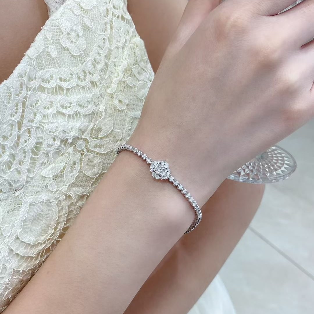 Gia Certified 14k Gold 1.65 Ctw Natural F Si1 Radiant Diamond Bracelet - 3