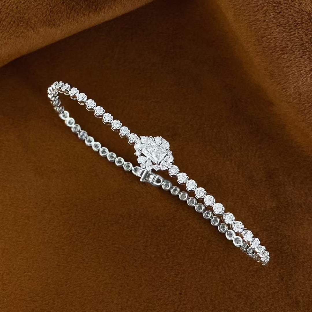 Gia Certified 14k Gold 1.65 Ctw Natural F Si1 Radiant Diamond Bracelet - 5