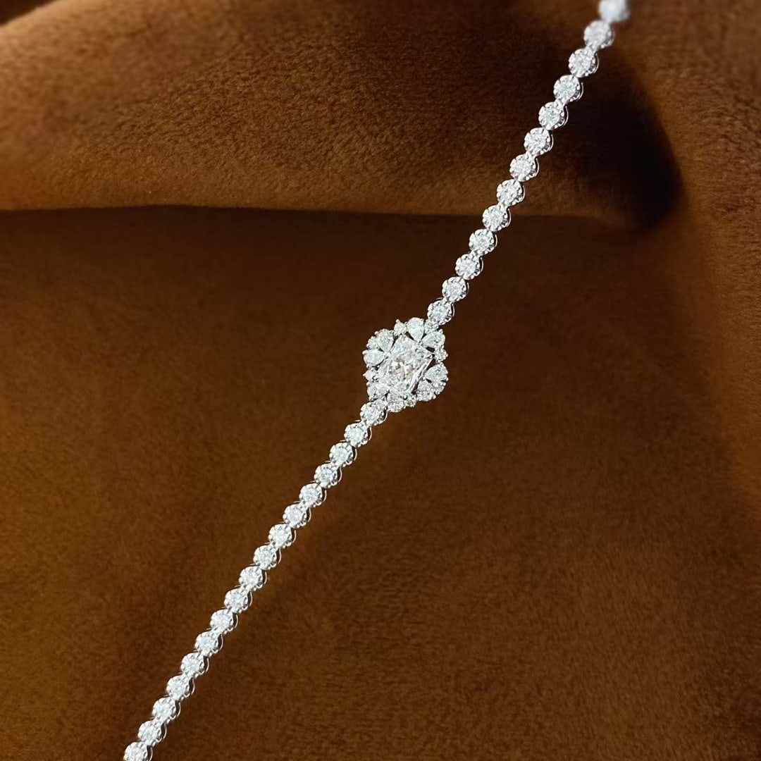 Gia Certified 14k Gold 1.65 Ctw Natural F Si1 Radiant Diamond Bracelet - 6
