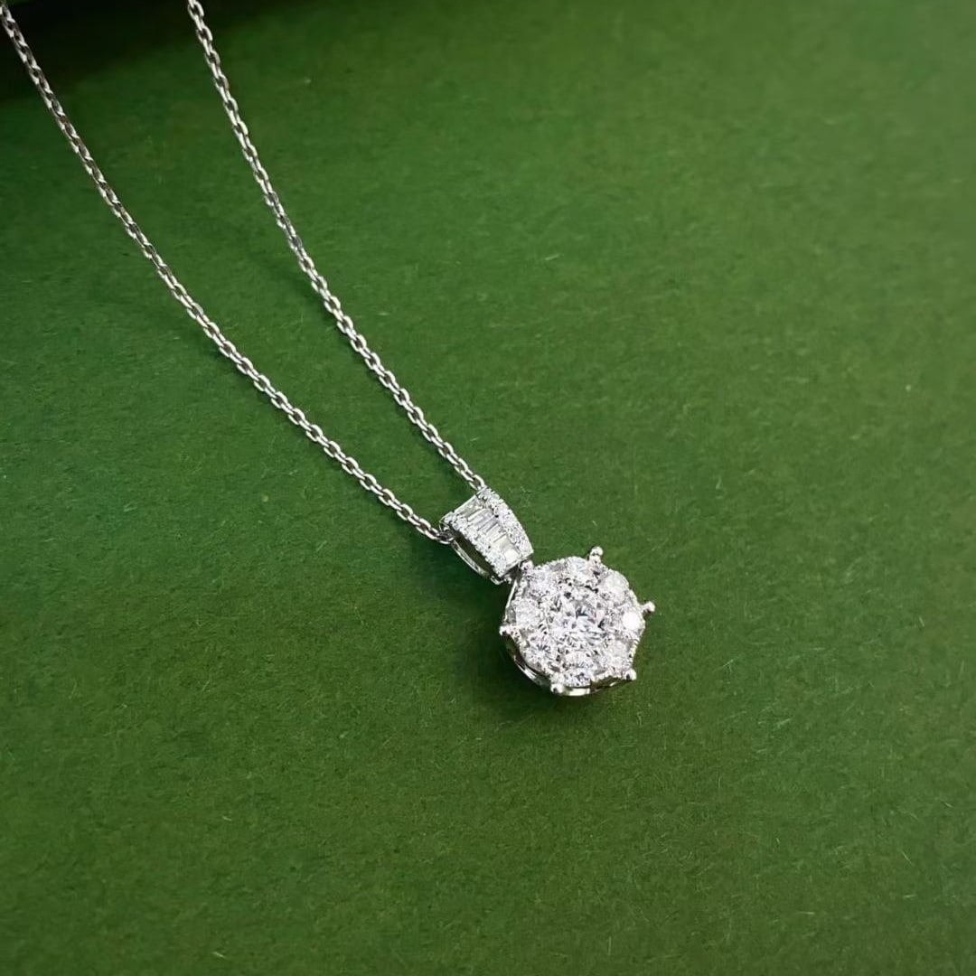 Gia Certified 14k Gold 0.70 Ctw Natural E Vs2 Round Diamond Necklace - 3