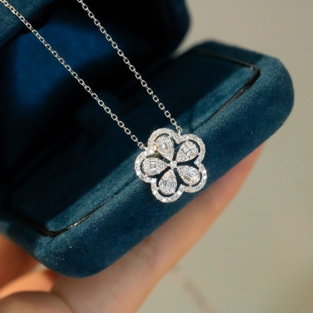 14k Gold 0.35 Ct Natural H Diamond Necklace - 3