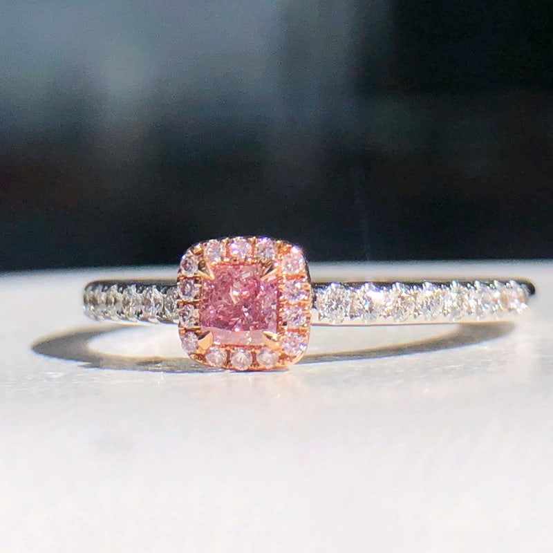 14k Gold 0.32 Ctw Natural Pink Diamond & Diamond Ring - 3