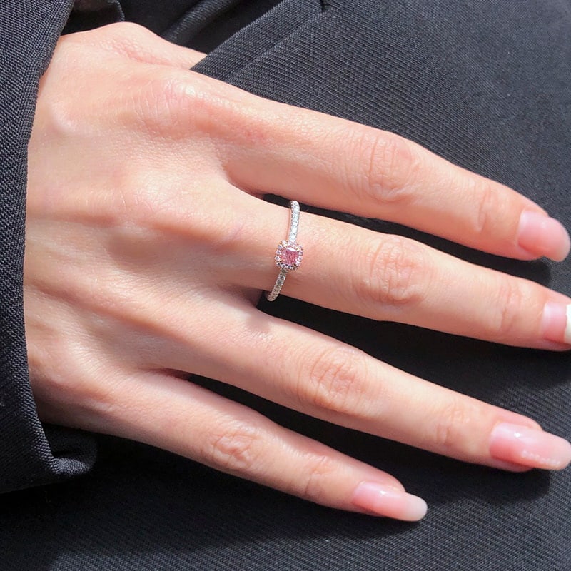 14k Gold 0.32 Ctw Natural Pink Diamond & Diamond Ring - 4