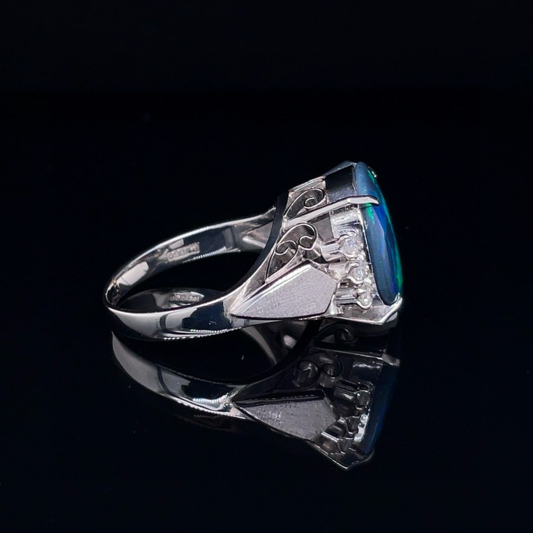 14k Gold 2.18 Ctw Natural Opal & Diamond Ring - 3