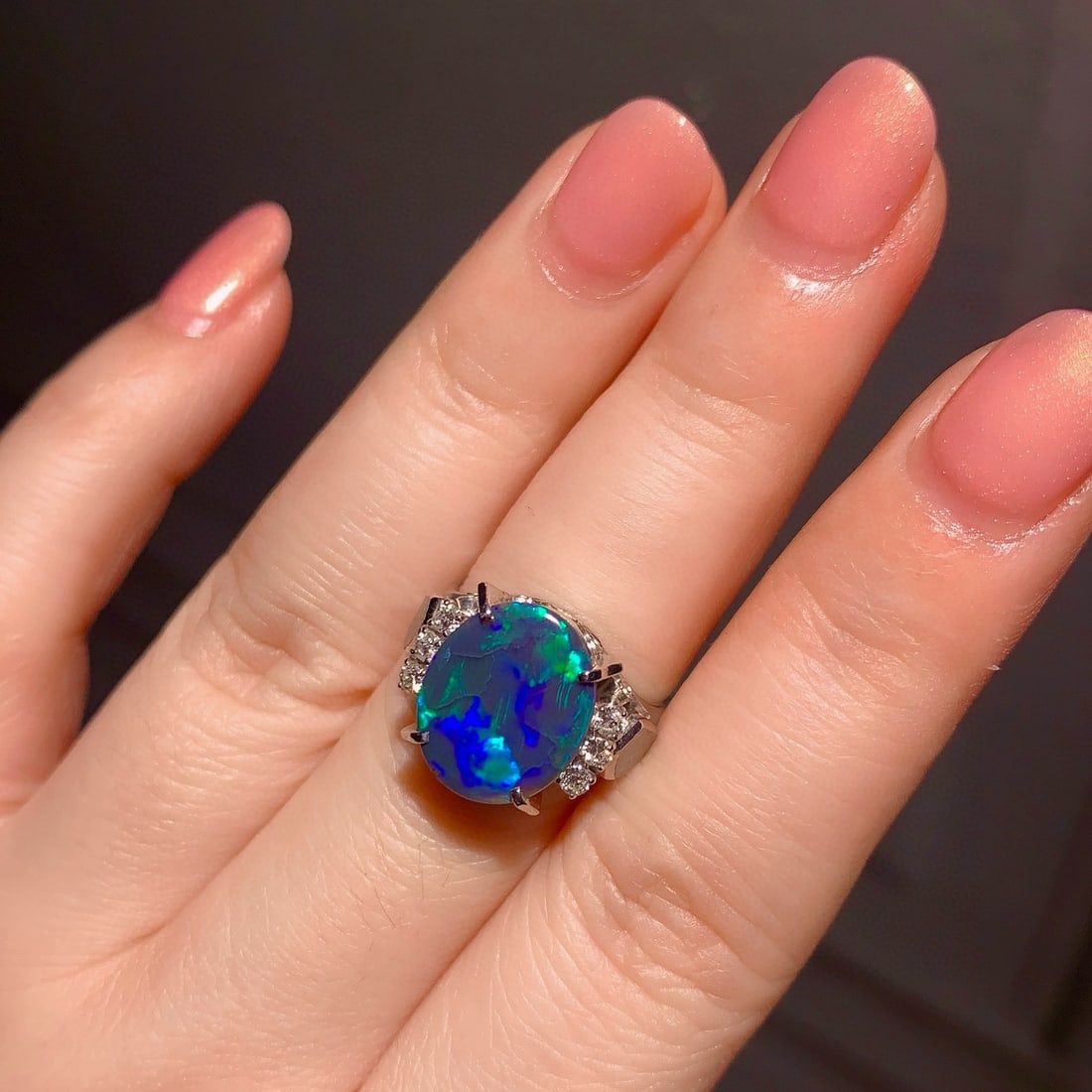 14k Gold 2.18 Ctw Natural Opal & Diamond Ring - 5