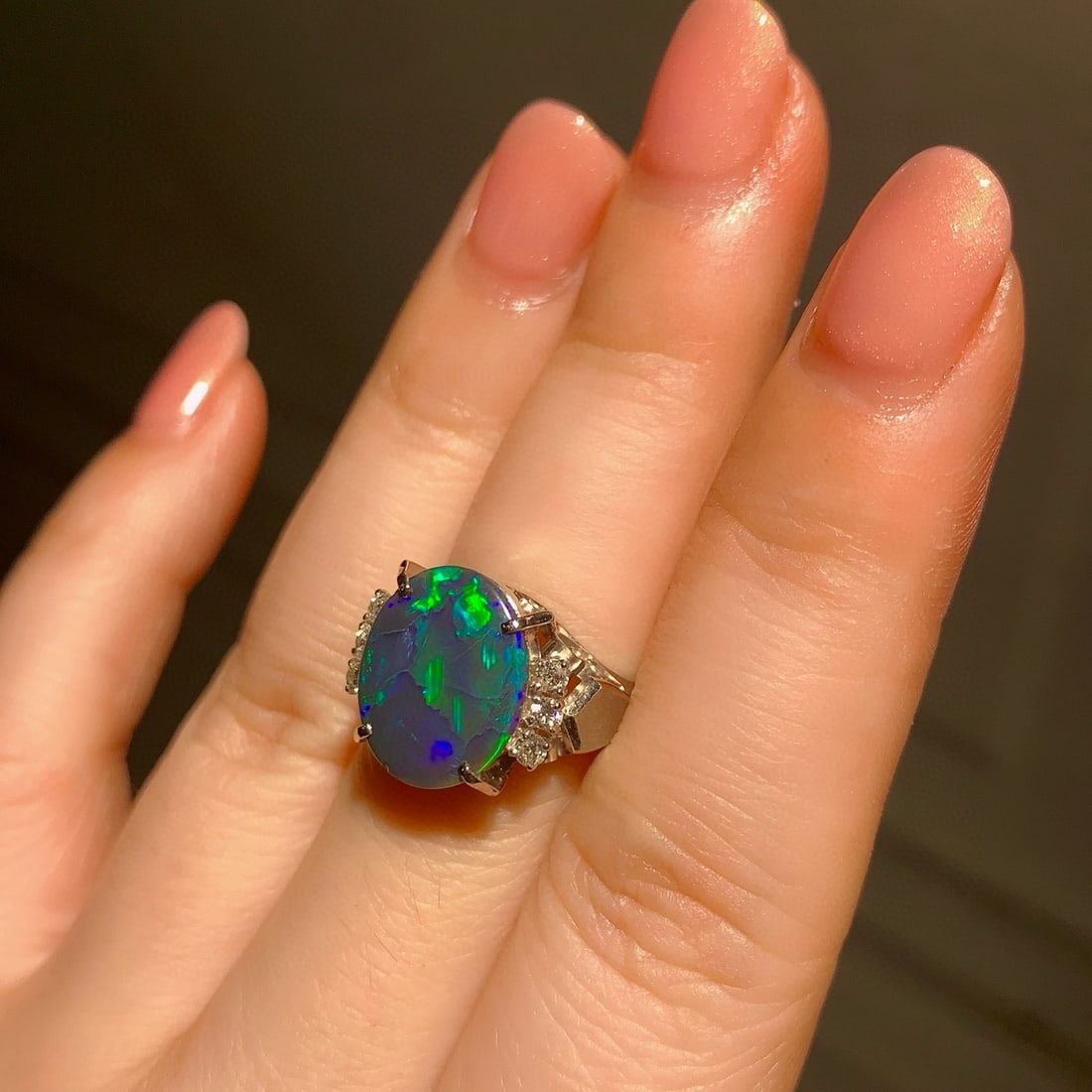 14k Gold 2.18 Ctw Natural Opal & Diamond Ring - 6