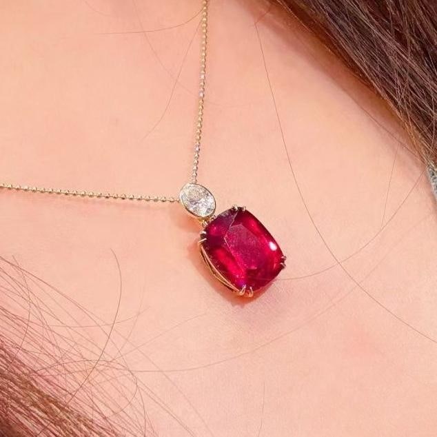 14k Gold 8.18 Ctw Natural Tourmaline & Diamond Pendant( Without Chain ) - 2