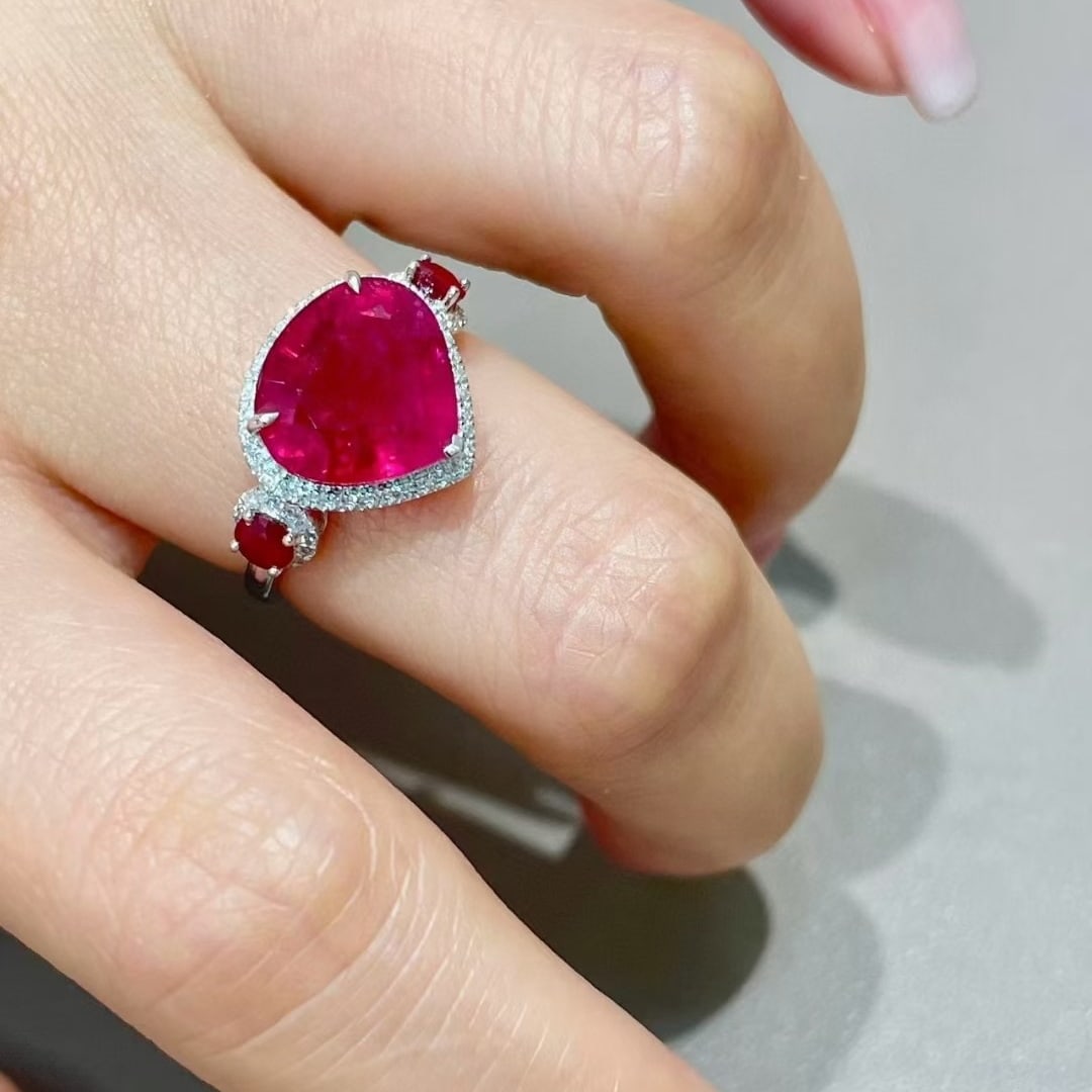 14k Gold 4.71 Ctw Natural Tourmaline & Ruby Ring - 4