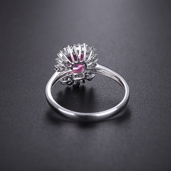 14k Gold 1.42 Ctw Natural Padparadscha Sapphire & Diamond Ring - 4