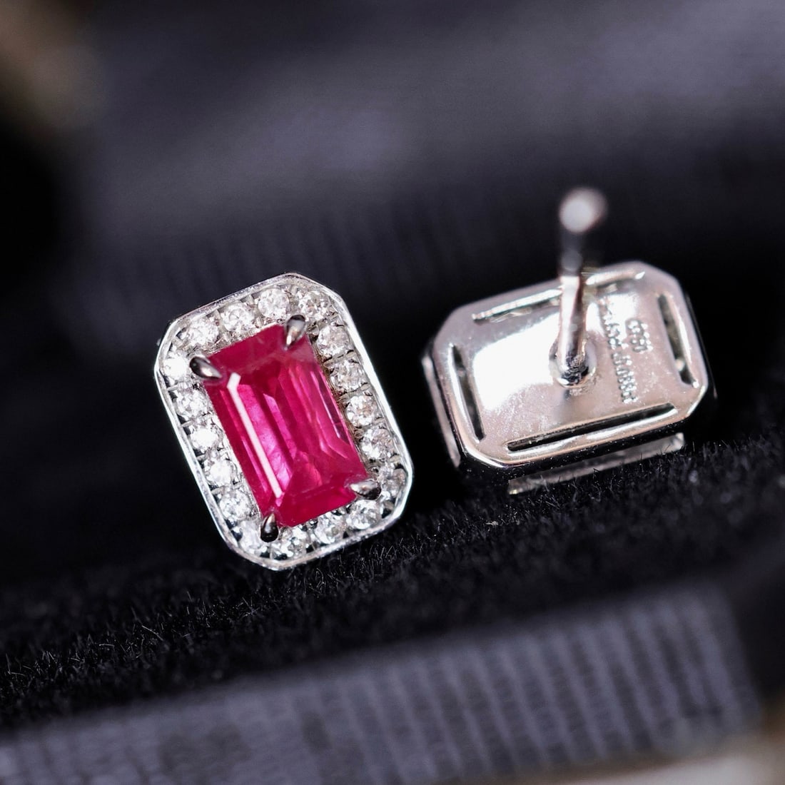 14k Gold 0.89 Ctw Natural Ruby & Diamond Earrings - 3