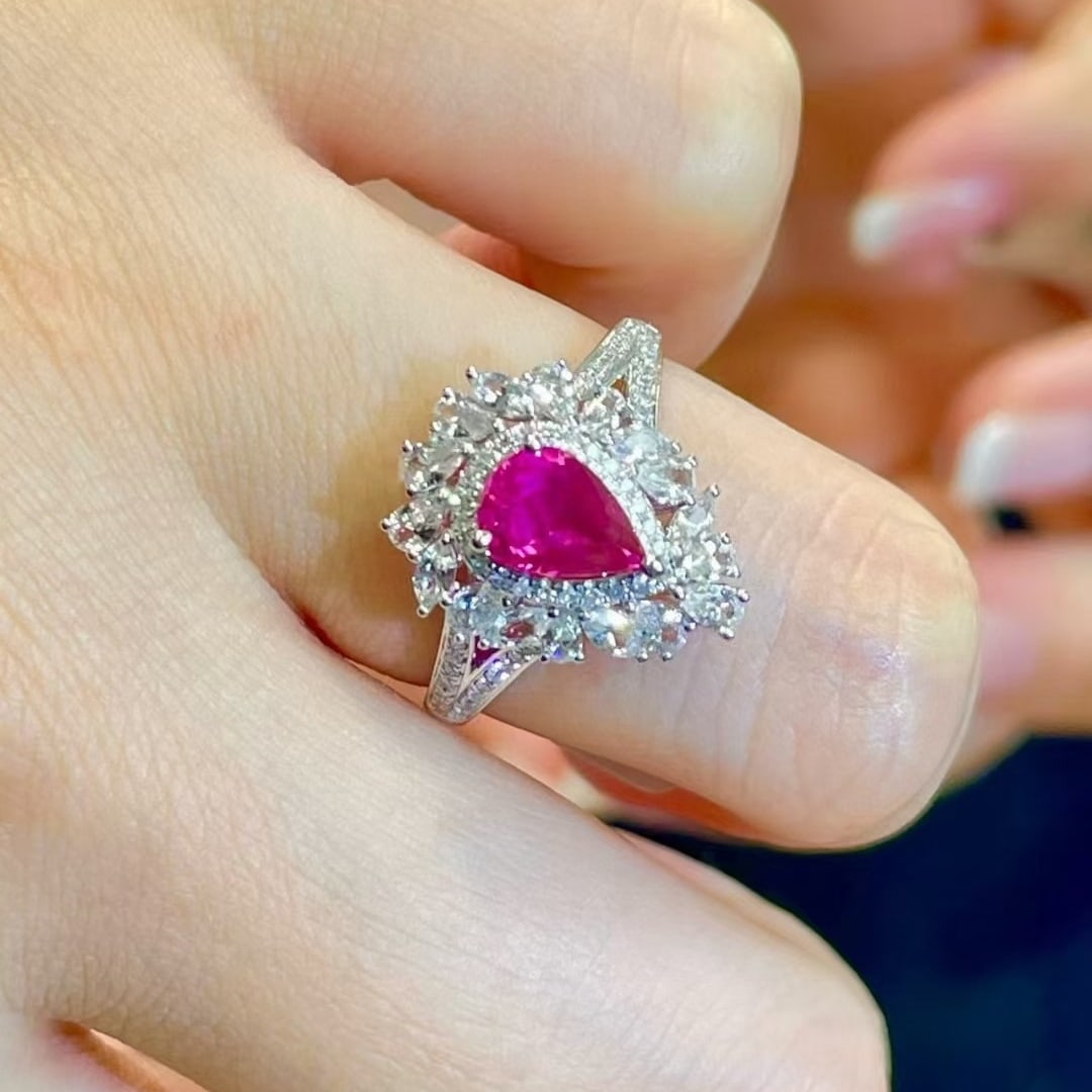 14k Gold 1.02 Ct Natural Ruby & Diamond & Sapphire Ring - 3