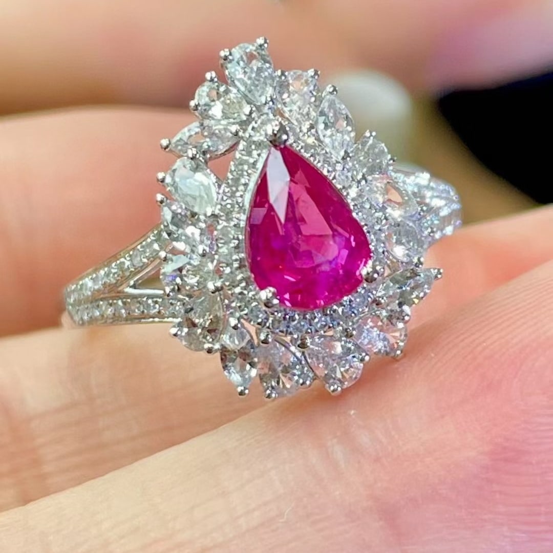 14k Gold 1.02 Ct Natural Ruby & Diamond & Sapphire Ring - 5