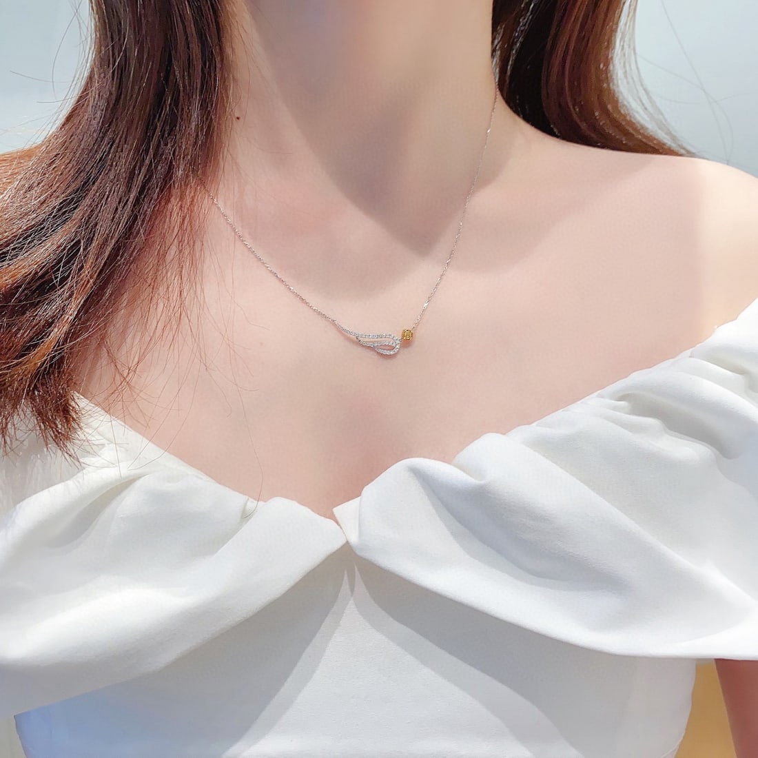 14k Gold 0.30 Ctw Natural Yellow Diamond & Diamond Necklace - 2