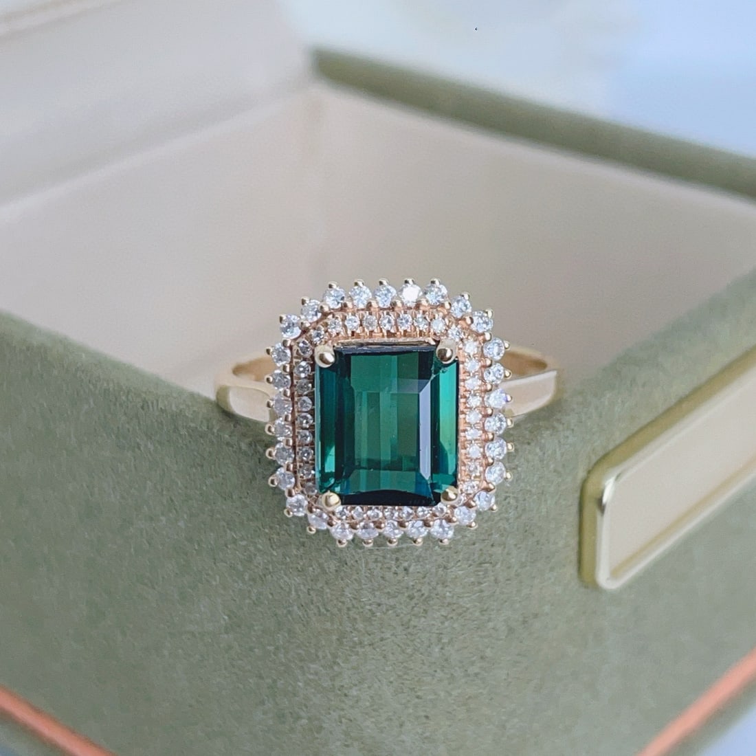 14k Gold 2.4 Ct Natural Tourmaline & Diamond Ring - 2