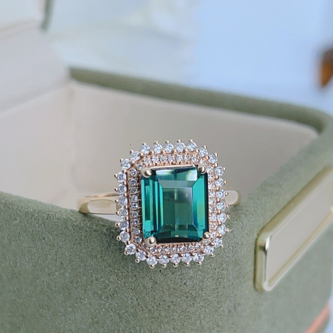 14k Gold 2.4 Ct Natural Tourmaline & Diamond Ring - 3