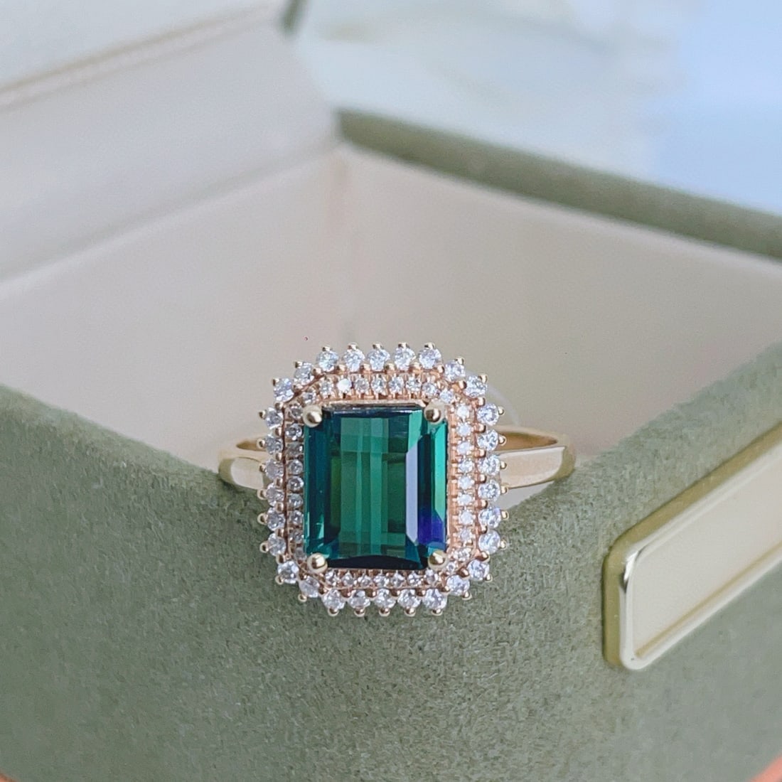 14k Gold 2.4 Ct Natural Tourmaline & Diamond Ring - 4