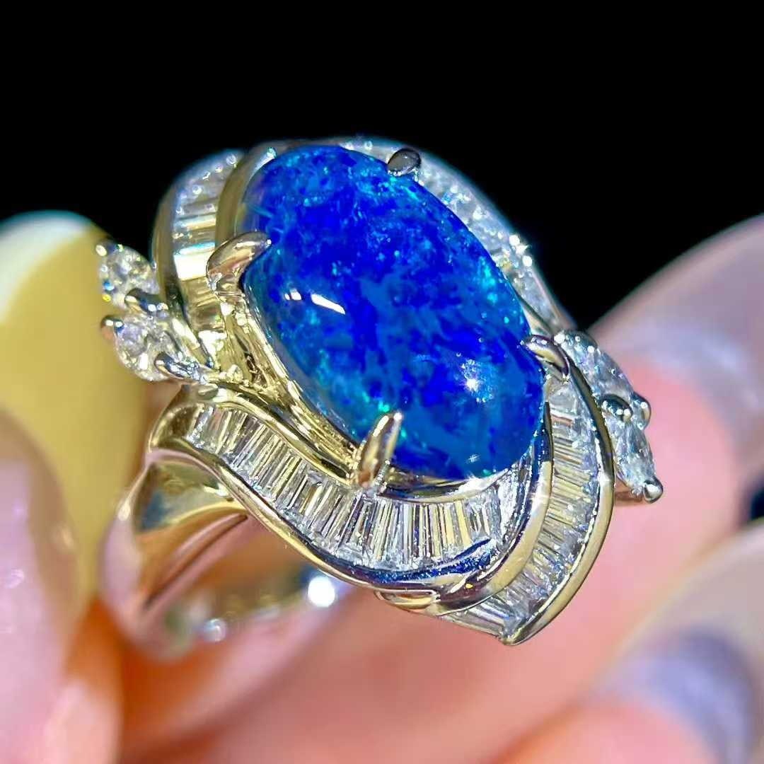 14k Gold 3.11 Ctw Natural Opal & Diamond Ring - 3