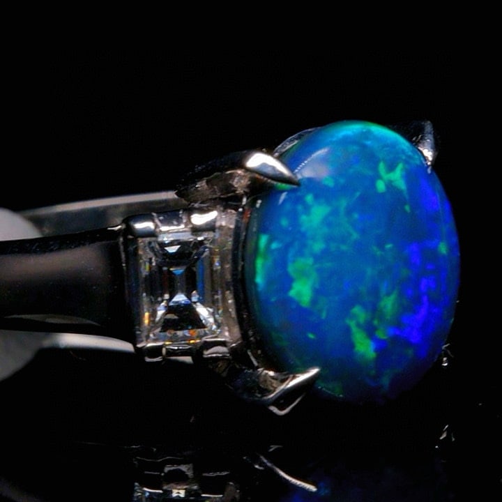 14k Gold 3.31 Ctw Natural Opal & Diamond Ring - 2