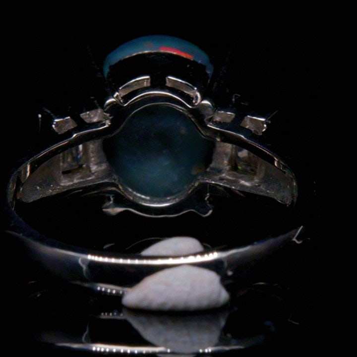 14k Gold 3.31 Ctw Natural Opal & Diamond Ring - 4