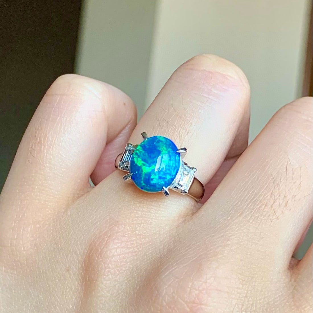 14k Gold 3.31 Ctw Natural Opal & Diamond Ring - 5