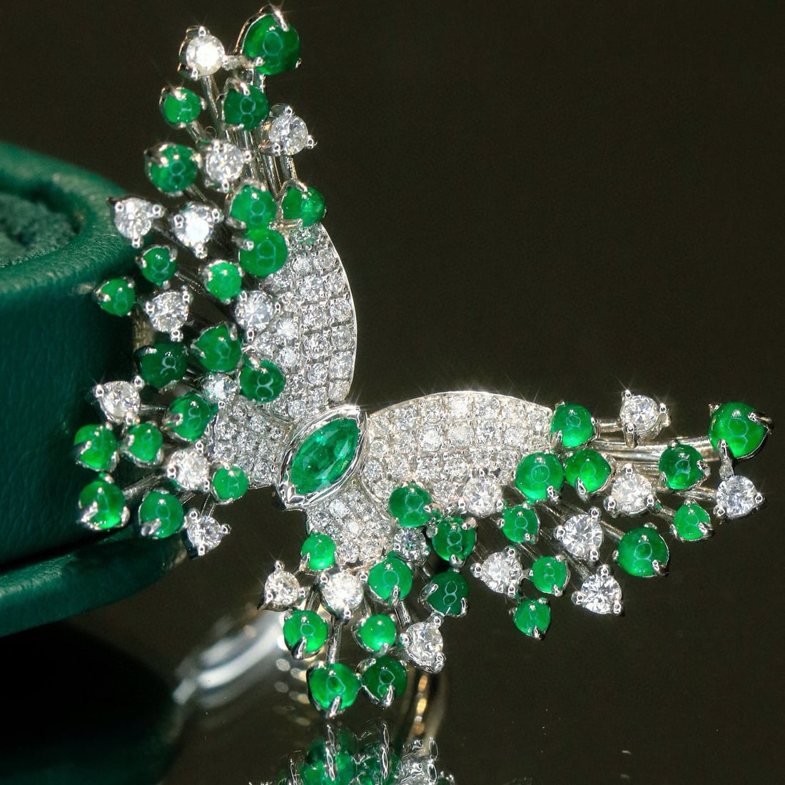 14k Gold 3.2 Ctw Vivid Green Natural Emerald & Diamond Ring/brooch/pendant( Without Chain ) - 2