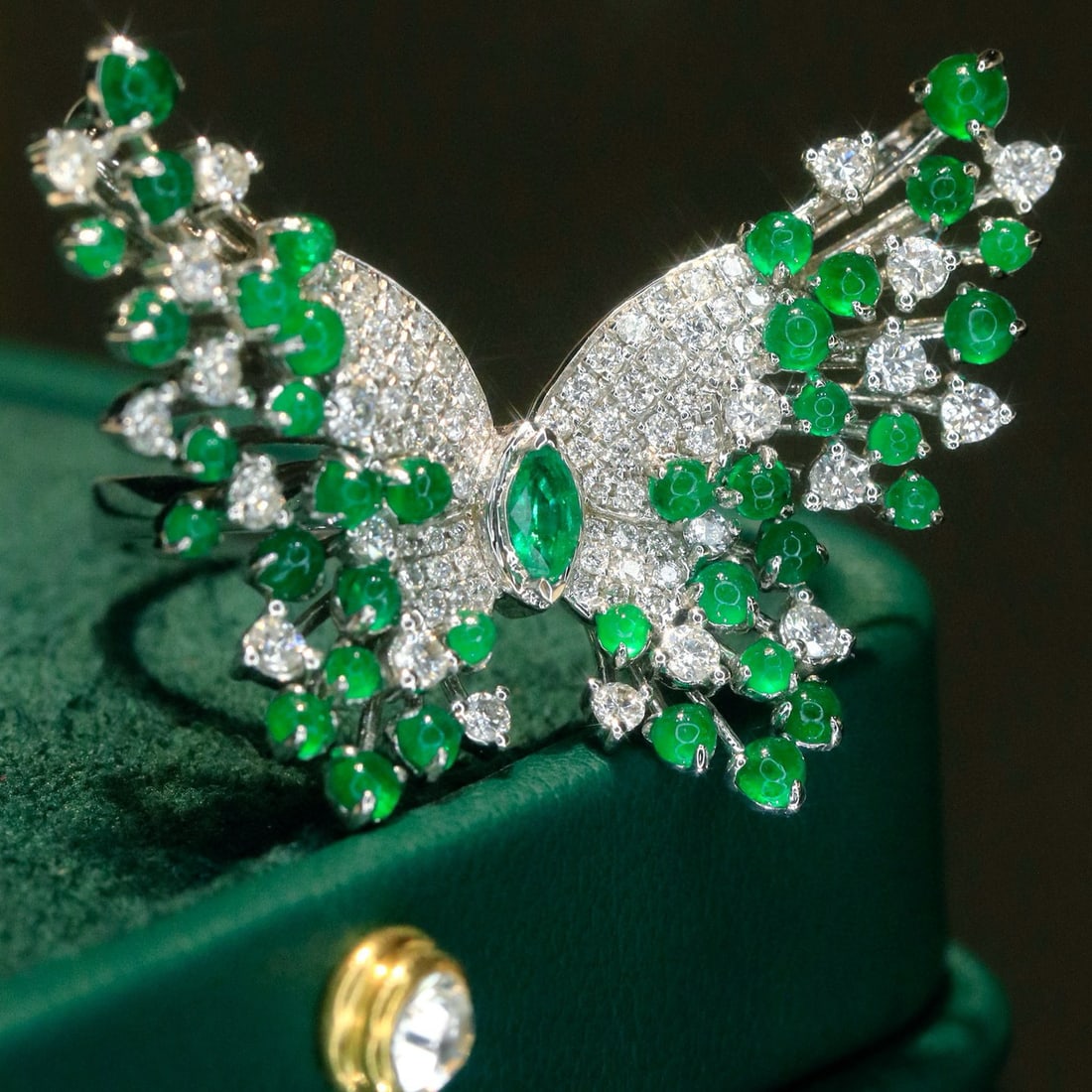 14k Gold 3.2 Ctw Vivid Green Natural Emerald & Diamond Ring/brooch/pendant( Without Chain ) - 3