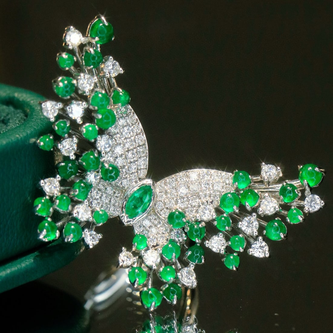 14k Gold 3.2 Ctw Vivid Green Natural Emerald & Diamond Ring/brooch/pendant( Without Chain ) - 4