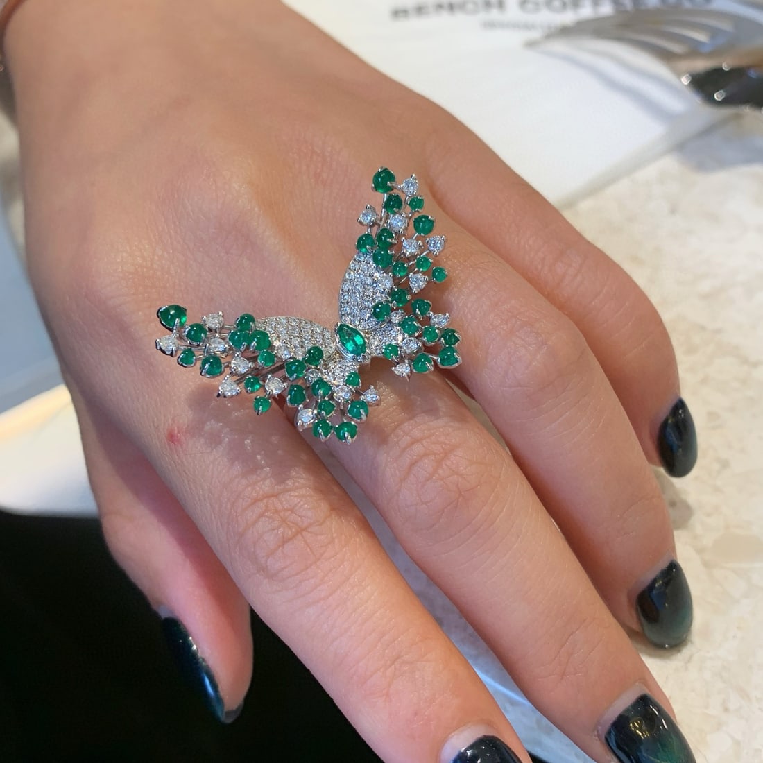 14k Gold 3.2 Ctw Vivid Green Natural Emerald & Diamond Ring/brooch/pendant( Without Chain ) - 8
