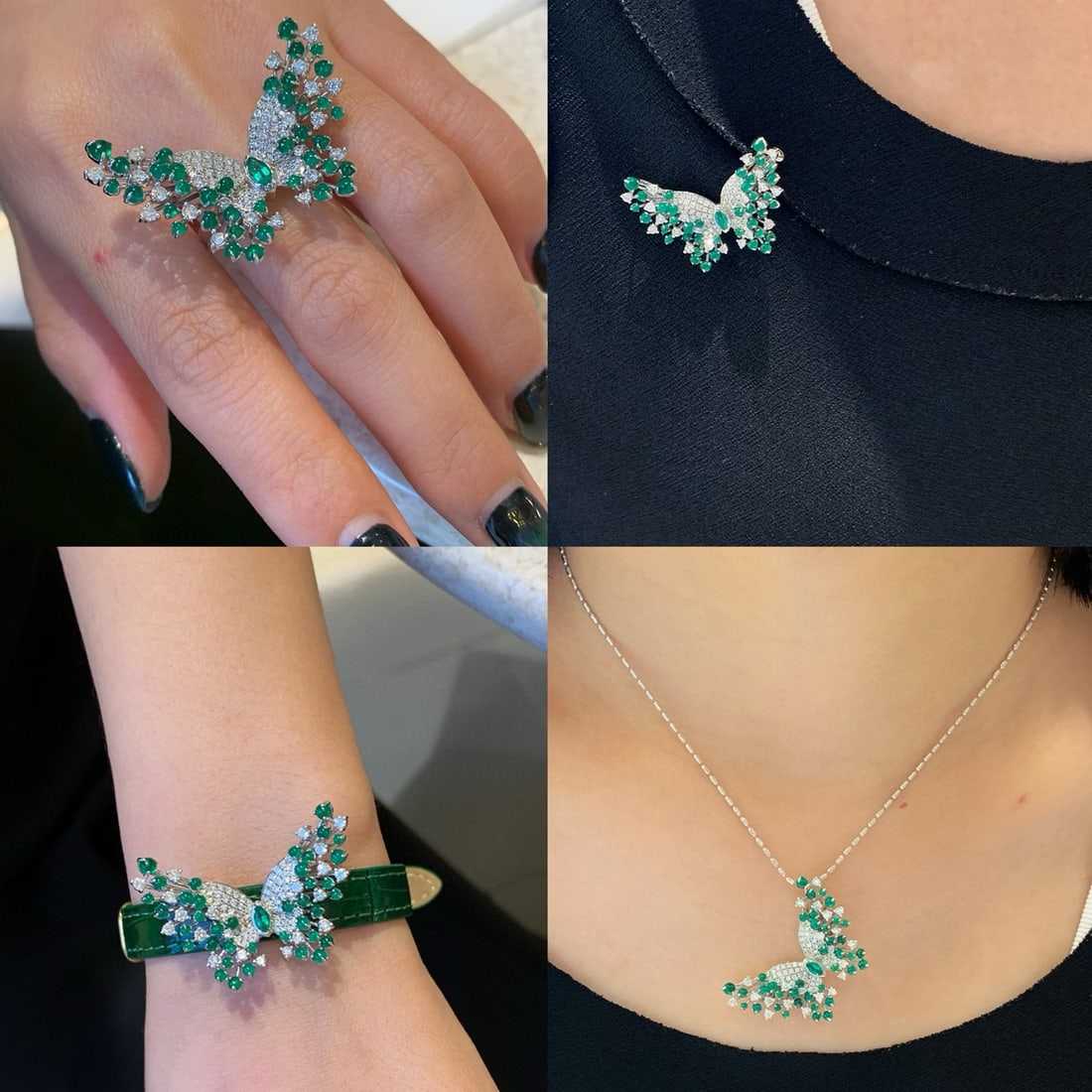 14k Gold 3.2 Ctw Vivid Green Natural Emerald & Diamond Ring/brooch/pendant( Without Chain ) - 9