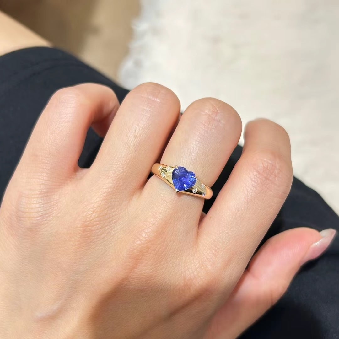 14k Gold 1.84 Ctw Natural Sapphire & Diamond Ring - 3