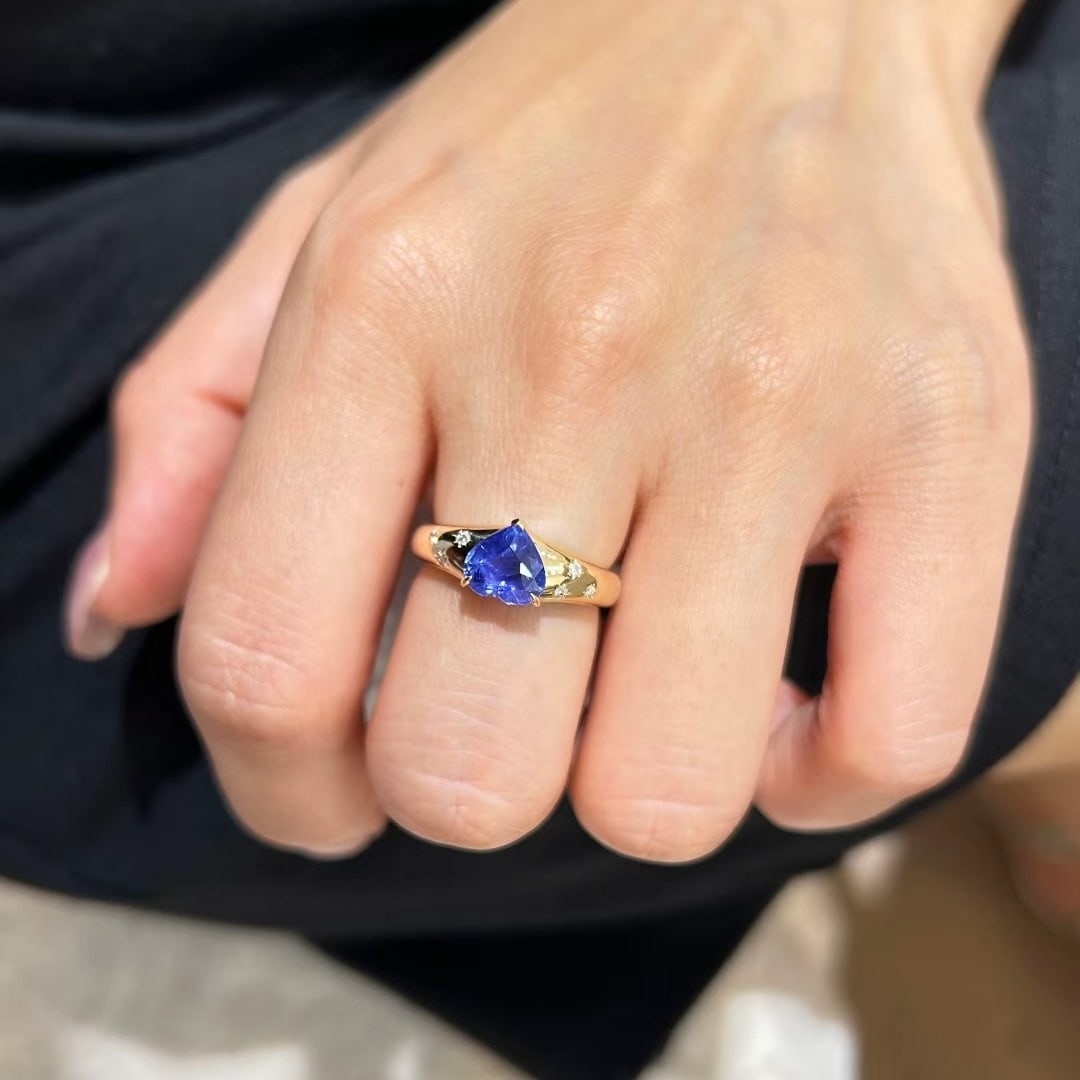 14k Gold 1.84 Ctw Natural Sapphire & Diamond Ring - 4