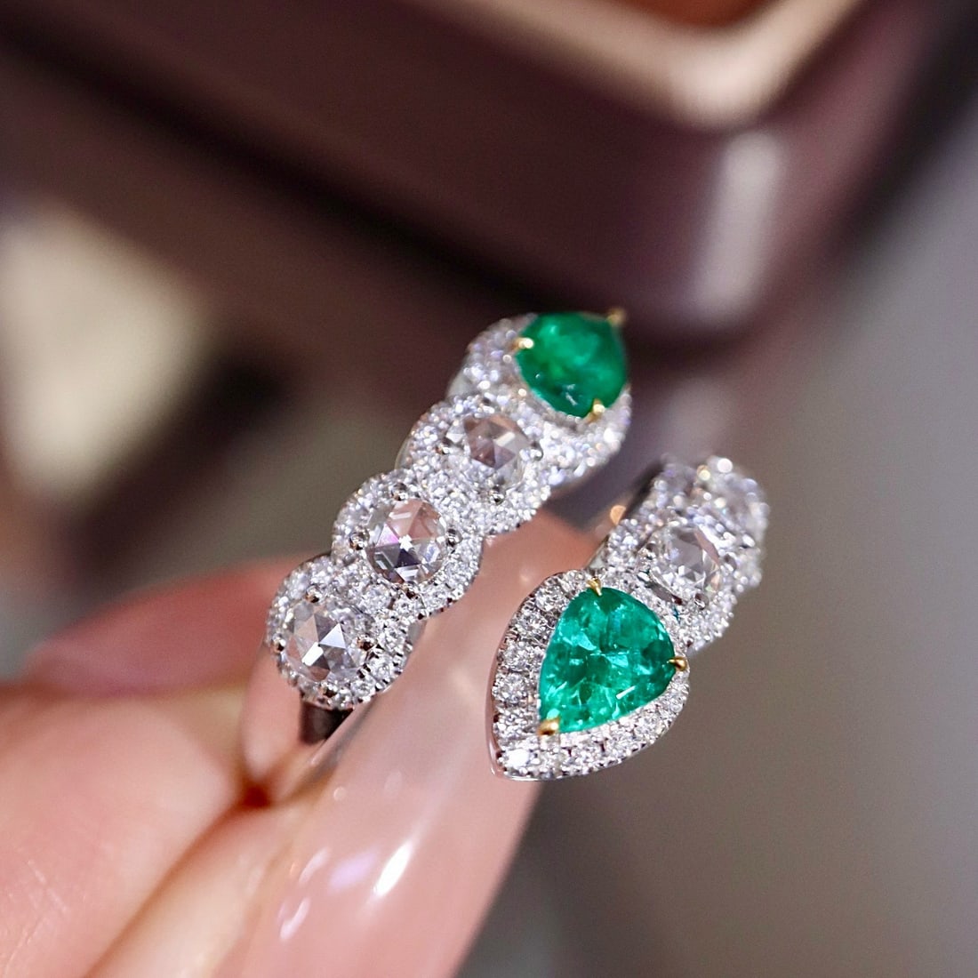 14k Gold 1.49 Ctw Natural Emerald & Diamond Ring - 7