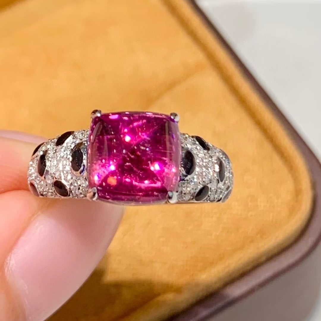 14k Gold 3.15 Ct Natural Tourmaline & Diamond Ring - 2