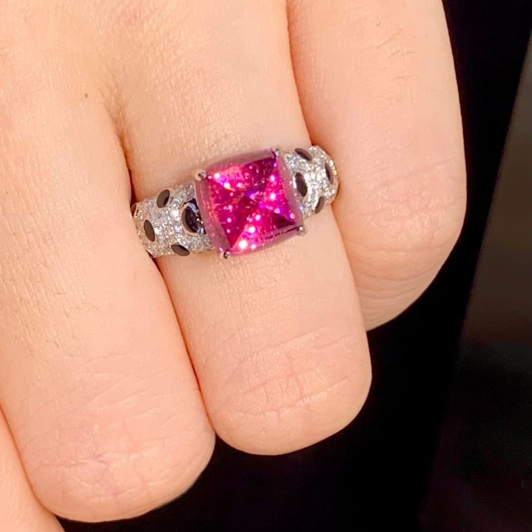 14k Gold 3.15 Ct Natural Tourmaline & Diamond Ring - 3