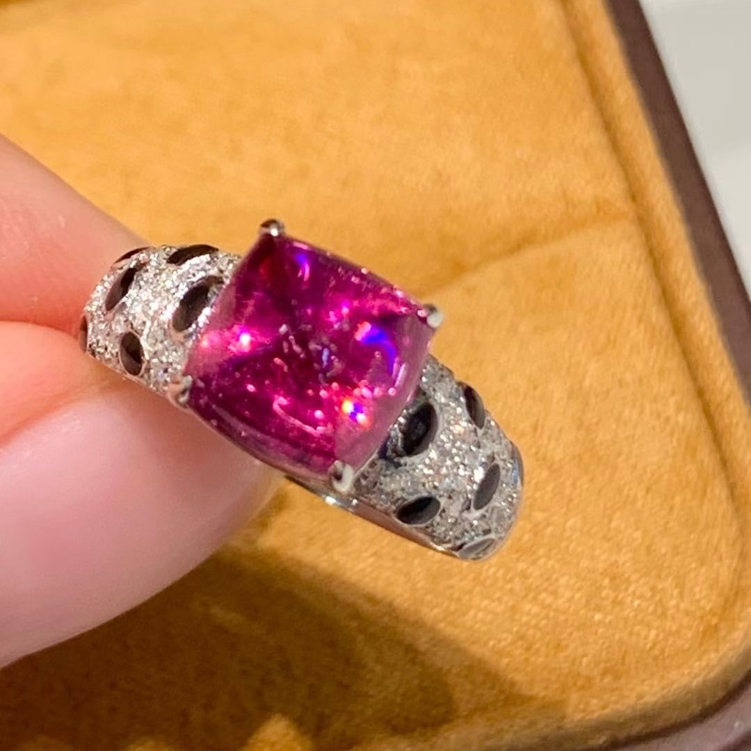 14k Gold 3.15 Ct Natural Tourmaline & Diamond Ring - 6