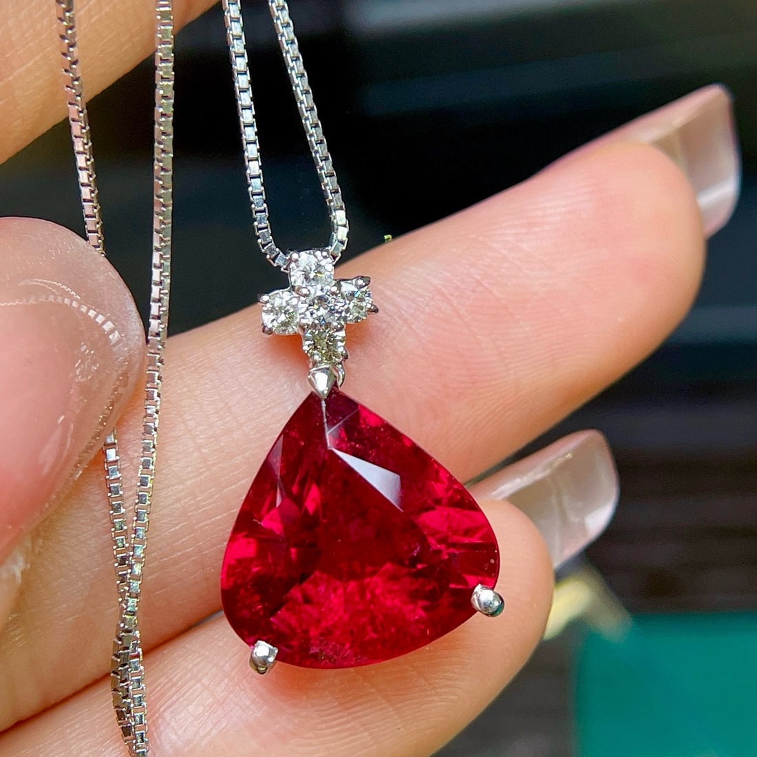 14k Gold 7.7 Ctw Natural Tourmaline & Diamond Necklace - 3