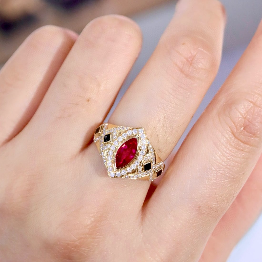 14k Gold 1.41 Ctw Natural Ruby & Diamond Ring - 4