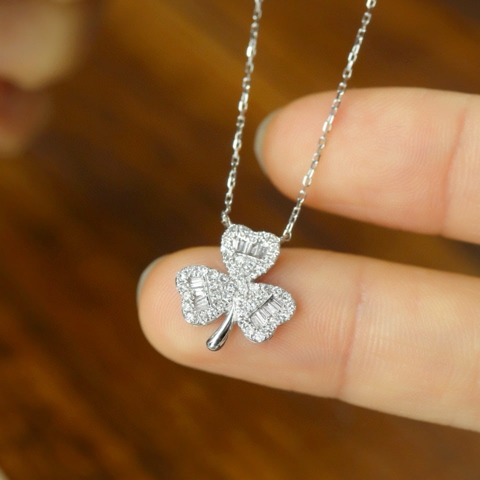 14k Gold 0.60 Ct Natural H Diamond Necklace - 4