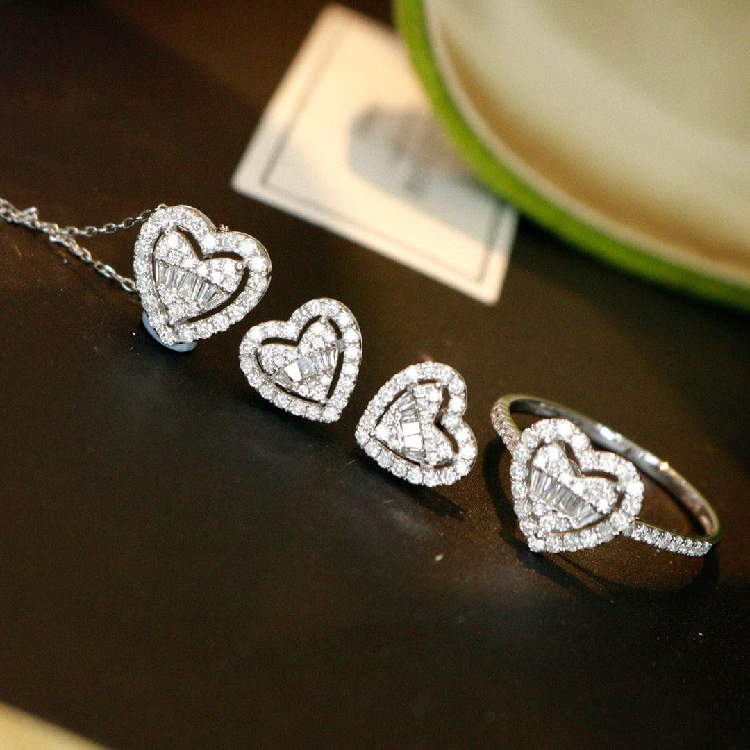14k Gold 1.3 Ctw Natural H Diamond Jewelry Set - 5