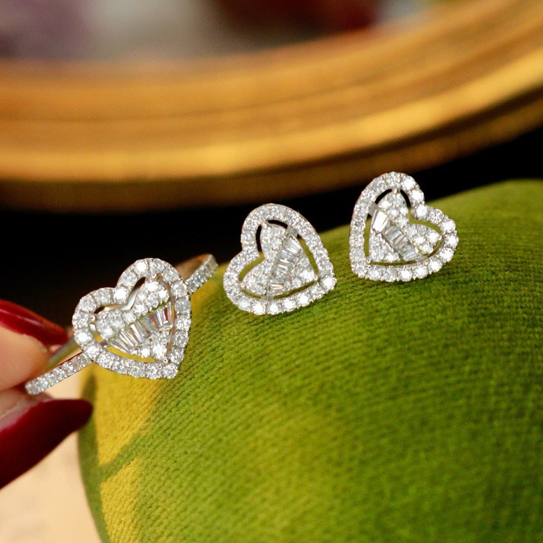 14k Gold 1.3 Ctw Natural H Diamond Jewelry Set - 6