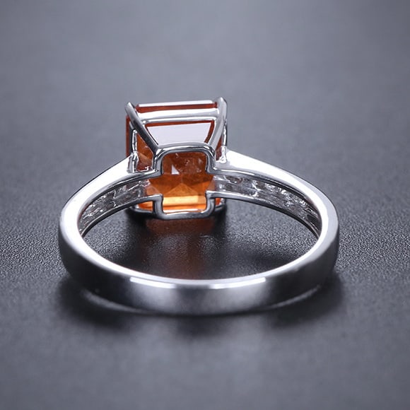 14k Gold 3.89 Ctw Natural Spessartine & Diamond Ring - 4