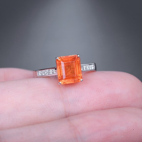 14k Gold 3.89 Ctw Natural Spessartine & Diamond Ring - 5
