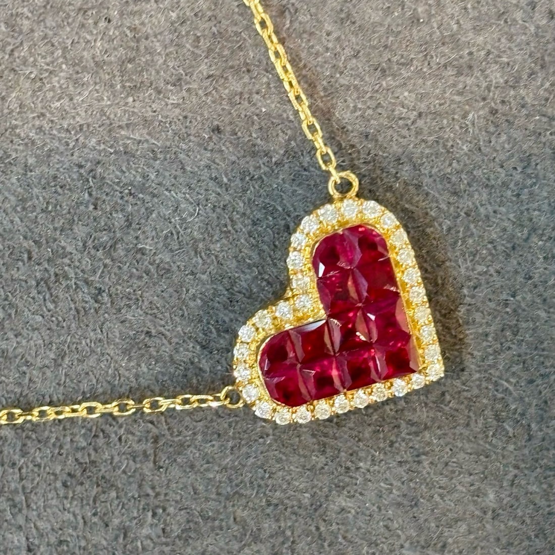 14k Gold 0.85 Ct Natural Ruby & Diamond Necklace - 2