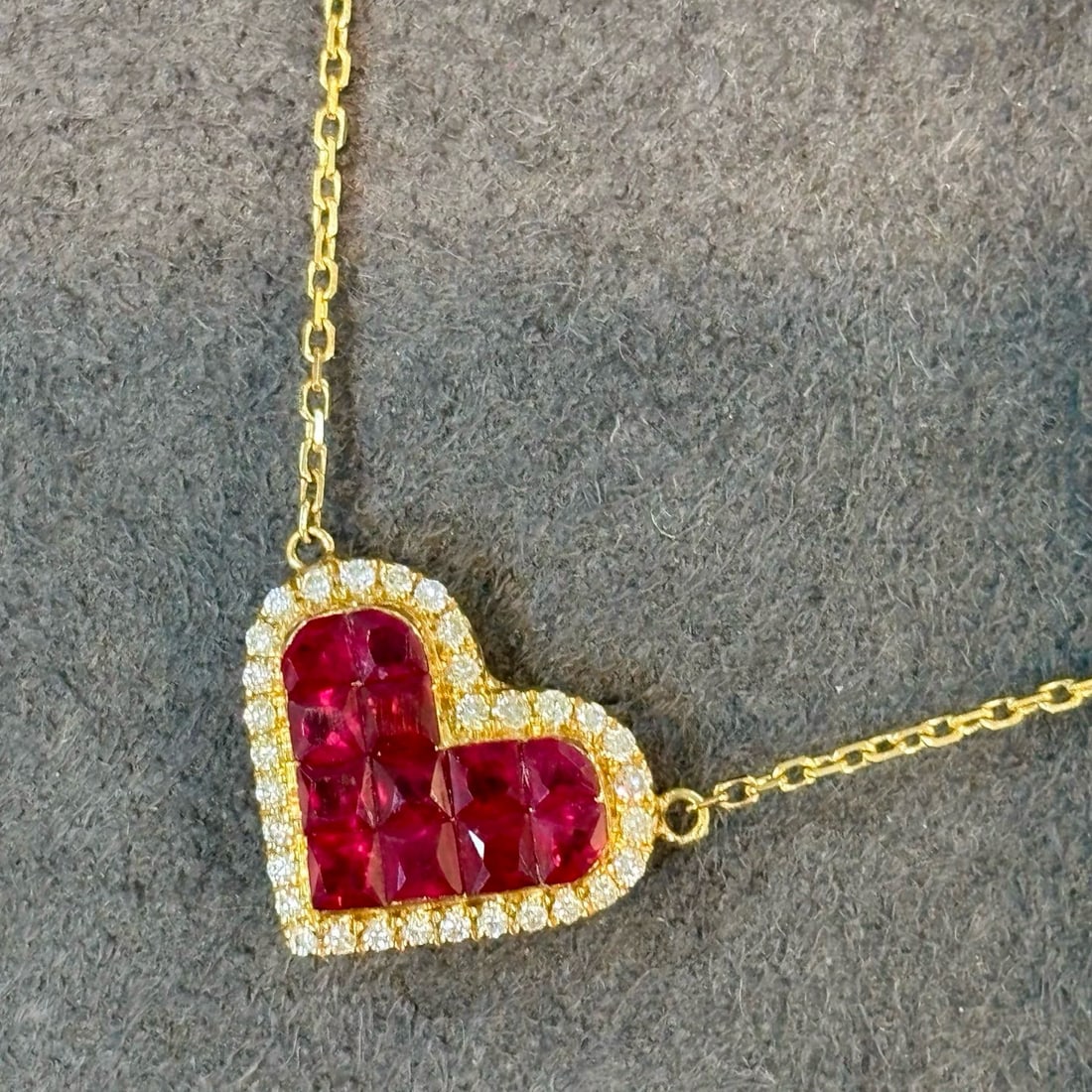 14k Gold 0.85 Ct Natural Ruby & Diamond Necklace - 3