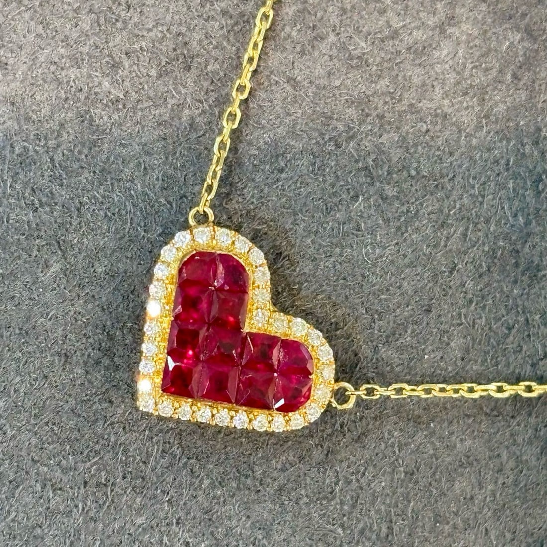 14k Gold 0.85 Ct Natural Ruby & Diamond Necklace - 7