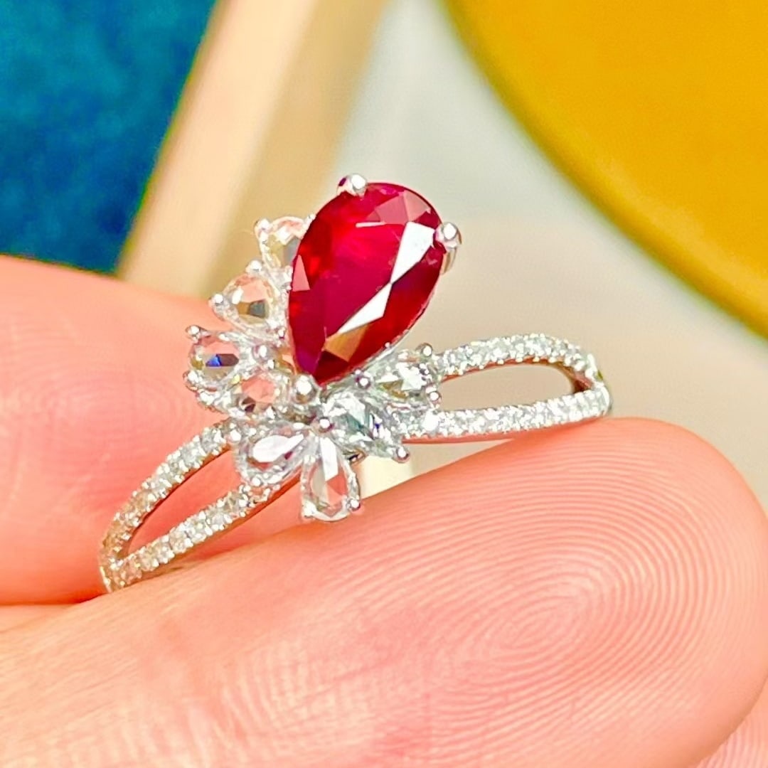 14k Gold 1 Ct Natural Ruby & Diamond & Sapphire Ring - 3