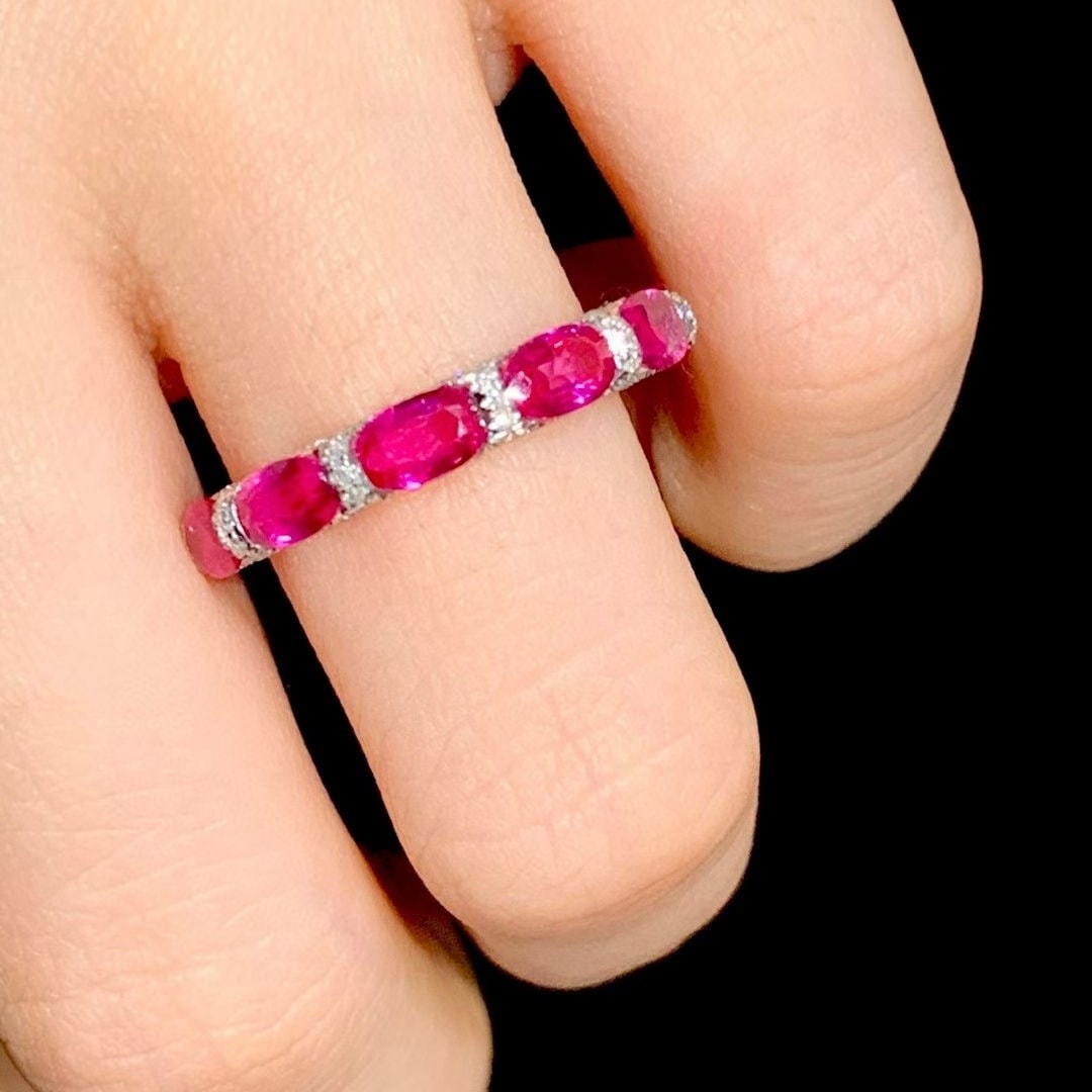 14k Gold 3.5 Ct Natural Ruby & Diamond Ring - 3