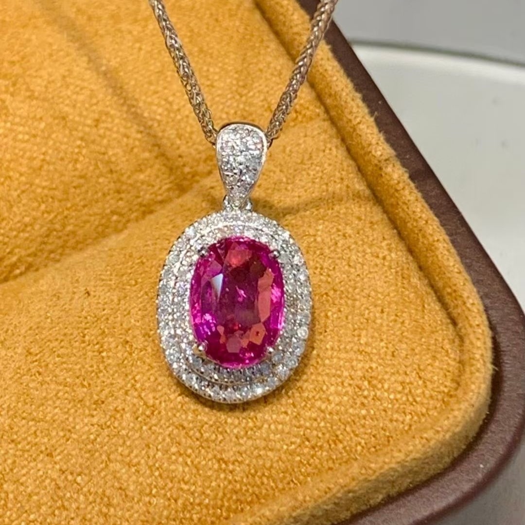 14k Gold 1.2 Ct Natural Ruby & Diamond Pendant( Without Chain ) - 3