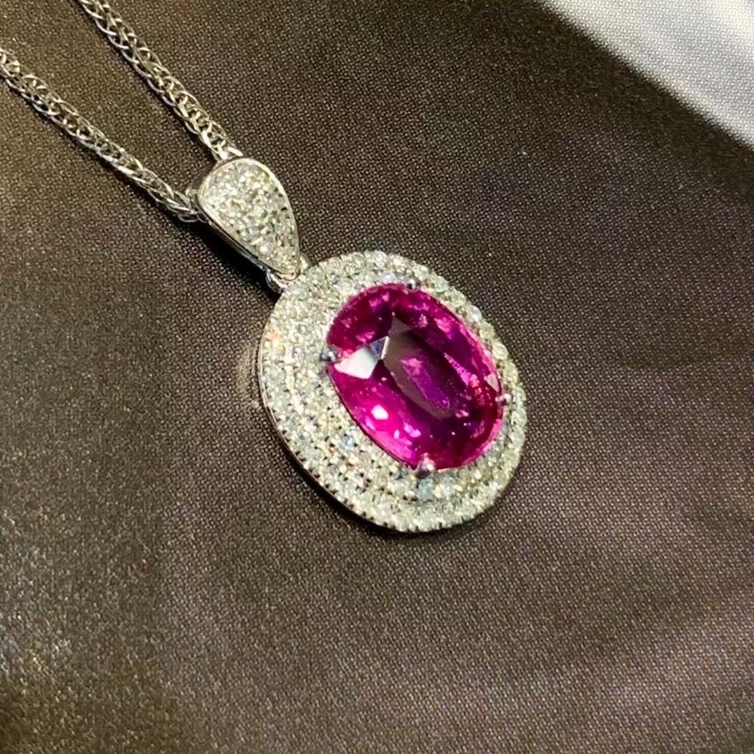 14k Gold 1.2 Ct Natural Ruby & Diamond Pendant( Without Chain ) - 4